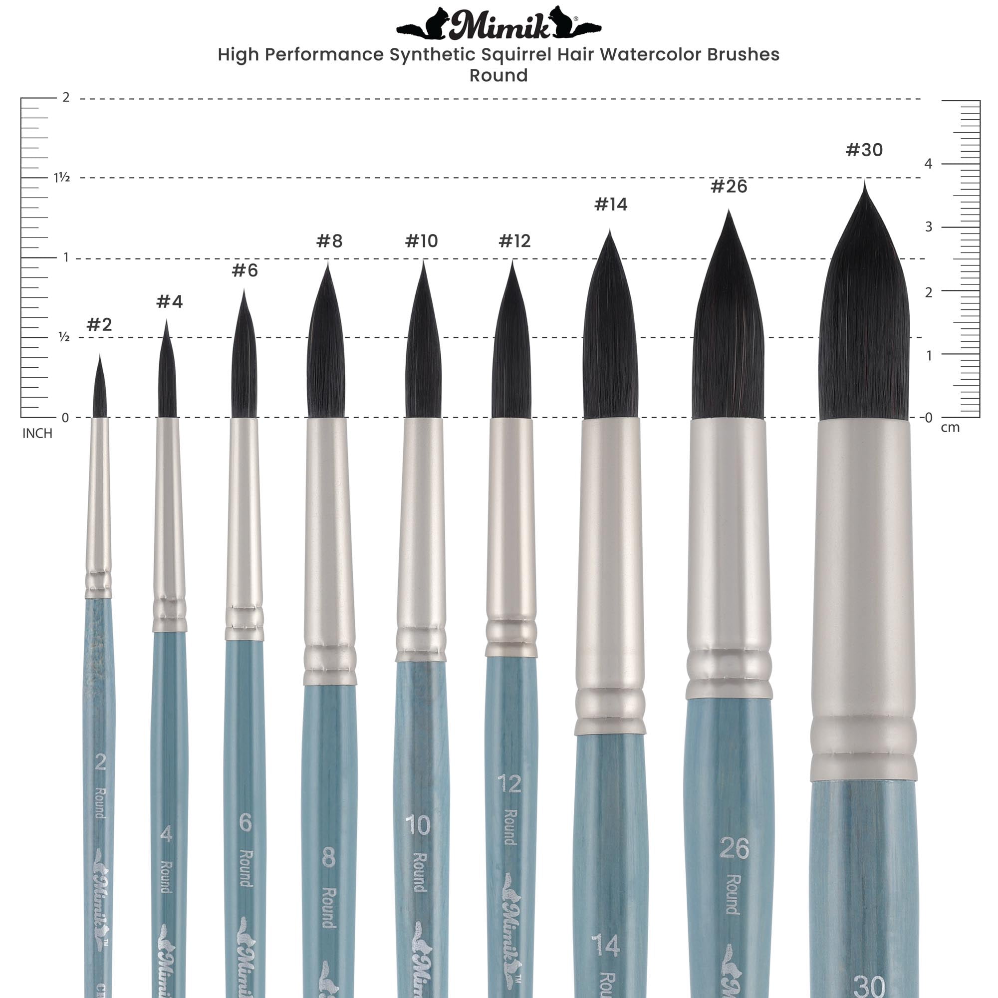 Creative Mark Mimik Professional Watercolor Brushes - XL Round Set of 3  - Synthetic Squirrel Hair - Natural Bristle Artist Brushes for Watercolors, Gouache & Acrylics - Imitates Natural Squirrel and