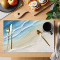 thumbnail image 2 of Blue Beach Coastal Placemats Set of 8, Summer Ocean Nautical Seaside Placemats for Dining Table, Place Mats for Kitchen Tabletop, Waterproof Wipeable Dining Table Mats Set, 2 of 9