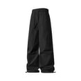thumbnail image 4 of Wdfiry Men's Pants Plus Size Solid Color Waterproof Drawstring Pants Elastic Waist Casual Wide Leg Pants, 4 of 8