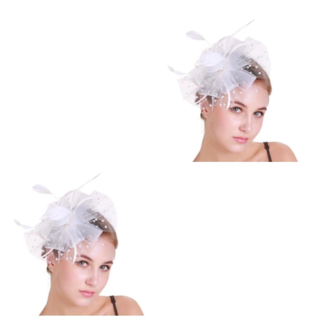 Qarigey Tocado de boda con flores para el pelo, exquisito estilo Retro Vintage, ahorro de espacio, multiusos, compromiso nupcial, Clip de malla Blanco 2piezas
