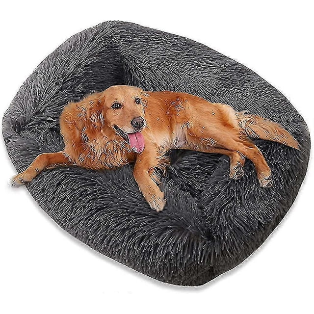 2026 Plush Donut Dog Bed, Square Dog Bed Calming Pet Dog Bed, Anti Anxiety Cat Dog Bed Cuddler