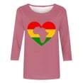 thumbnail image 4 of ibuvkizy Black History Month Shirts for Women 3/4 Length Sleeve Tops Ladies' Black Month Fashion Printed Round Neck 3/4 Sleeve T-shirt Loose Top,Pink,S, 4 of 4