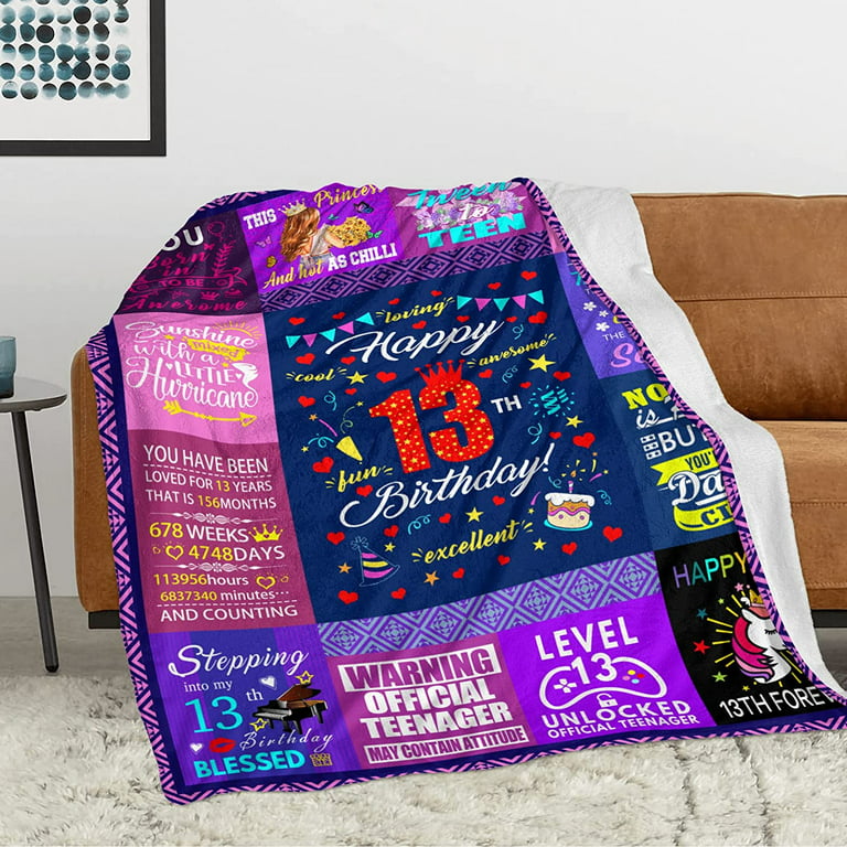 13th Birthday Gifts Blanket for Girls - Best Gifts for 13 Year Old Girls  Blanket - Teenage Girl Gifts for 13 Year Old Girl - 13 Year Old Girl Gift  Ideas Bday Decor 50X60 