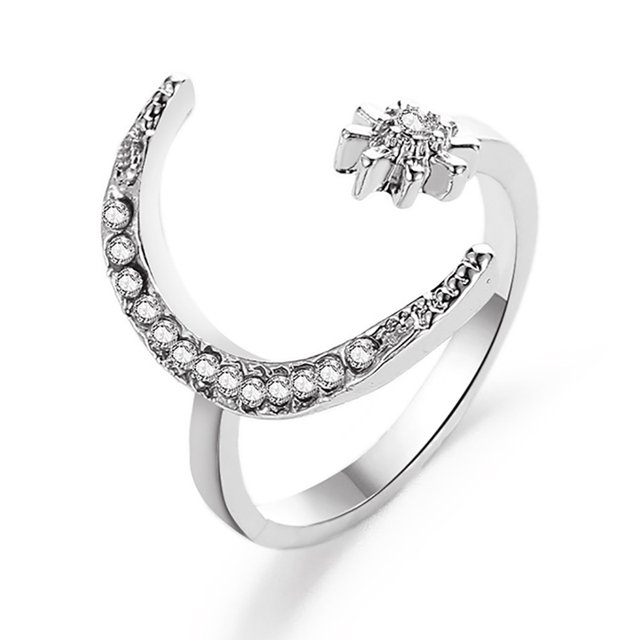 Moon Star Open Ring Ethnic Adjustable Open Knuckle Ring Boho Ring for Women