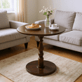 thumbnail image 3 of Homy Casa Round Wooden Dining Table for Cozy Living Room Coffee Corner, Walnut, 3 of 7