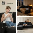 thumbnail image 4 of Sleeper Sofa, L Shaped Sectional Sofa with Pull Out Couch Bed, Two Cup-holder and USB Charge Port, Convertible Sleeper Sofa with Square Handrail for Living Room, Corduroy, Brown, 4 of 9