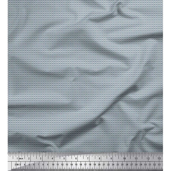 Soimoi Poly Georgette Fabric Diamond & Triangle Shirting Print Fabric by Yard 42 Inch Wide