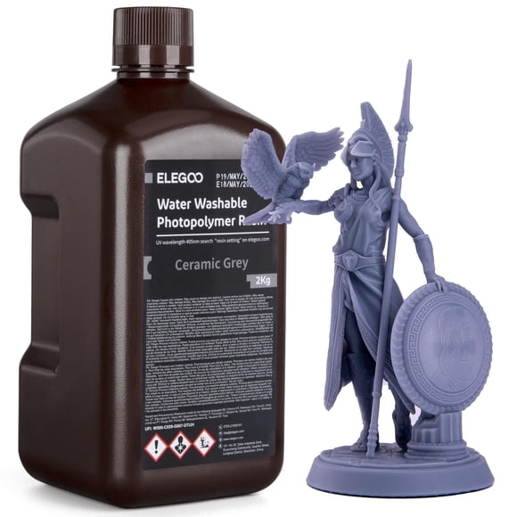 ELEGOO Water Washable 3D Printer Resin, 405nm UV Curing Photopolymer Resina for Mars Saturn Jupiter MSLA DLP LCD Impresora with Low Odor, 2000Gram Ce