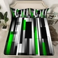 thumbnail image 2 of Manfei Black Green Gray Full Size Sheets 4-Piece, Modern Gradient Stripe Bed Sheets, Contemporary Geometric Sheet Sets, Lightweight Room Decor, 2 of 7