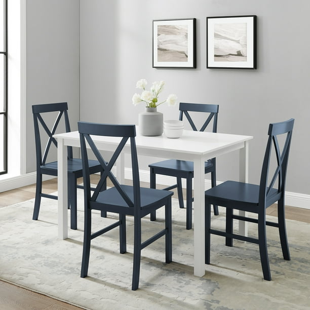 5 Piece Solid Wood Farmhouse Dining Set, Small Farmhouse Dining Room Sets Uk