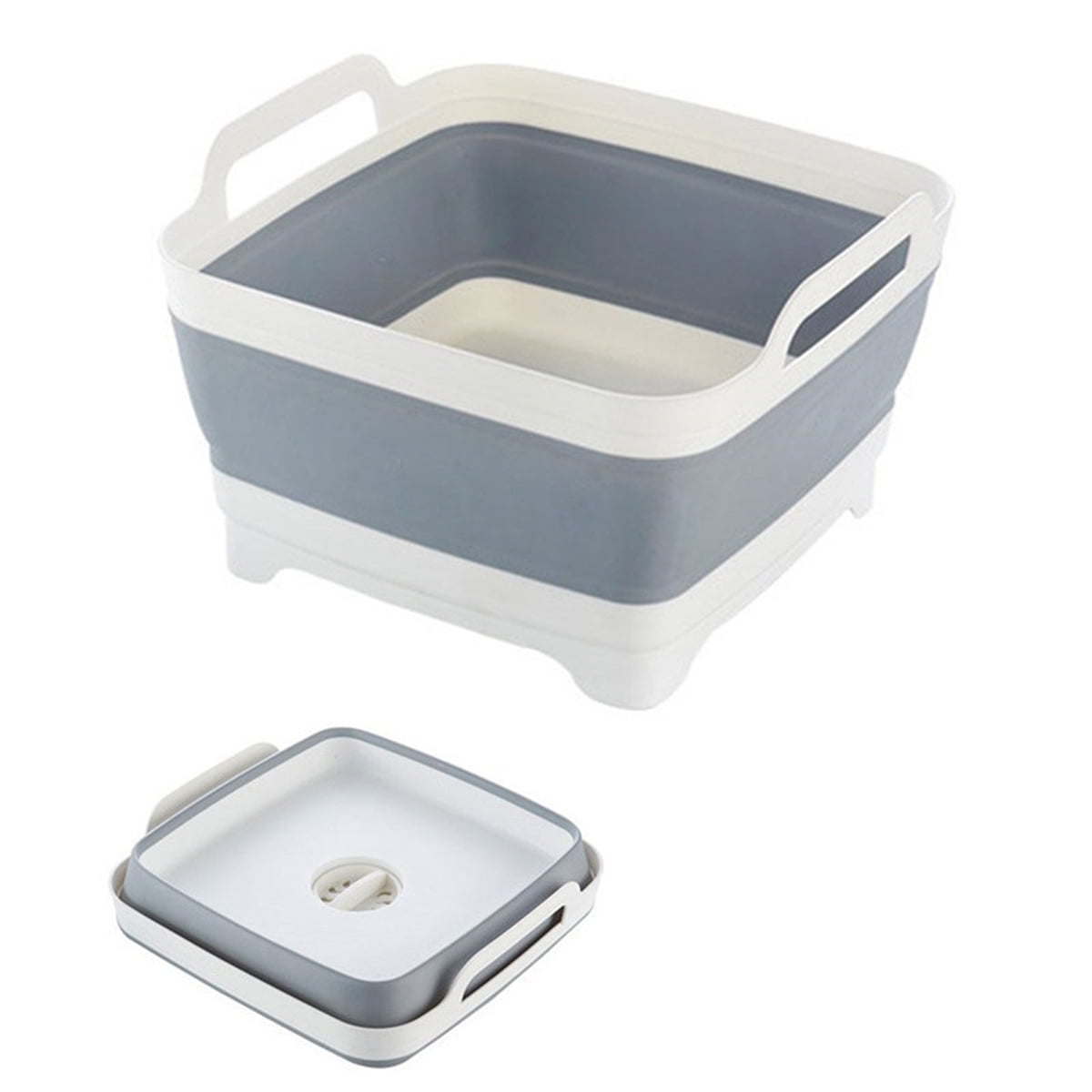 COUTEXYI Dish Tub Collapsible Collapsible with Drain Plug Carry Handles, Washing Basin Drainer