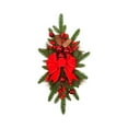 thumbnail image 2 of Christmas Wreath Upside Down Staircase Hanging Decorations Flocked Snow Bow Ornament Holiday Door Decor Festive Home Decoration, 2 of 5