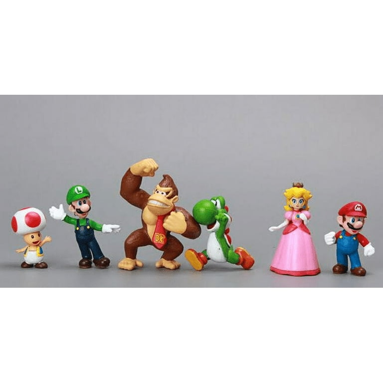 6pc Super Mario Bros Peach Toad Mario Luigi Yoshi Donkey Kong Action Figure  Toys 