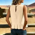 thumbnail image 6 of Pounoo Tank Tops for Women Crew Neck Ruffle Hem Sleeveless Tops for Women Relaxed Fit Beach Resort Cute Casual Tops for Women, 6 of 7