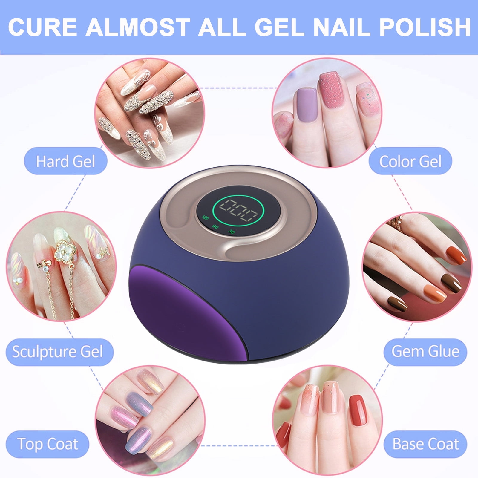 120W UV LED Nail Lamp Light Dryer for Nails Gel Polish with 3 Timer Setting, Professional Nails
