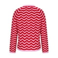 thumbnail image 4 of GaThRRgYP Ladies Sweater Autumn Winter Fashion,Women's Fashionable Casual Round Neck Wavy Striped Long Sleeved Knitted Sweater Top Red S, 4 of 6