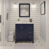 Abbey 36" Bathroom Vanity with Royal Blue Cabinet and Carrara Marble Top