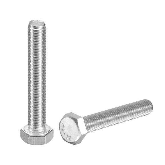 2Pack M8-1.25 x 50mm Left Hand Hex Head Bolt, 304 Stainless Steel Reverse Fully Threaded Fastener Screws Bolts for Machinery, Automobiles and Construction