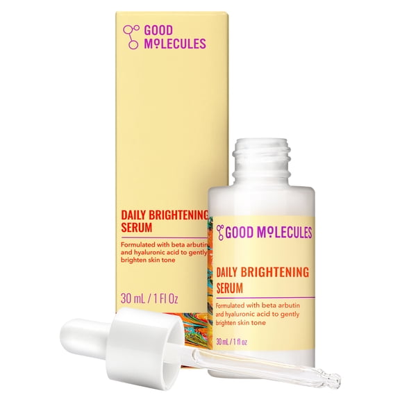 Good Molecules Daily Brightening Serum - Brightening Serum with 3% Beta Arbutin & Hyaluronic Acid, Targets Dark Spots & Uneven Tone, Skincare for Face, 1 fl oz