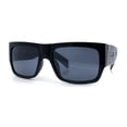 thumbnail image 4 of Locs Mens Day of Dead Skull Print Thick Arm Rectangle Horn Rim Sunglasses Fuchsia, 4 of 8