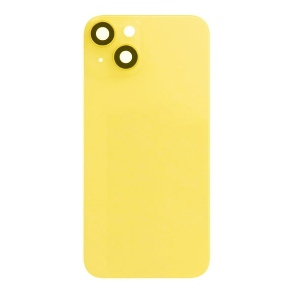Glass Back Compatible With iPhone 14 Yellow Battery Door Camera Lens Bezel Magnetism Ring   Metal Plate Plain Without Logo