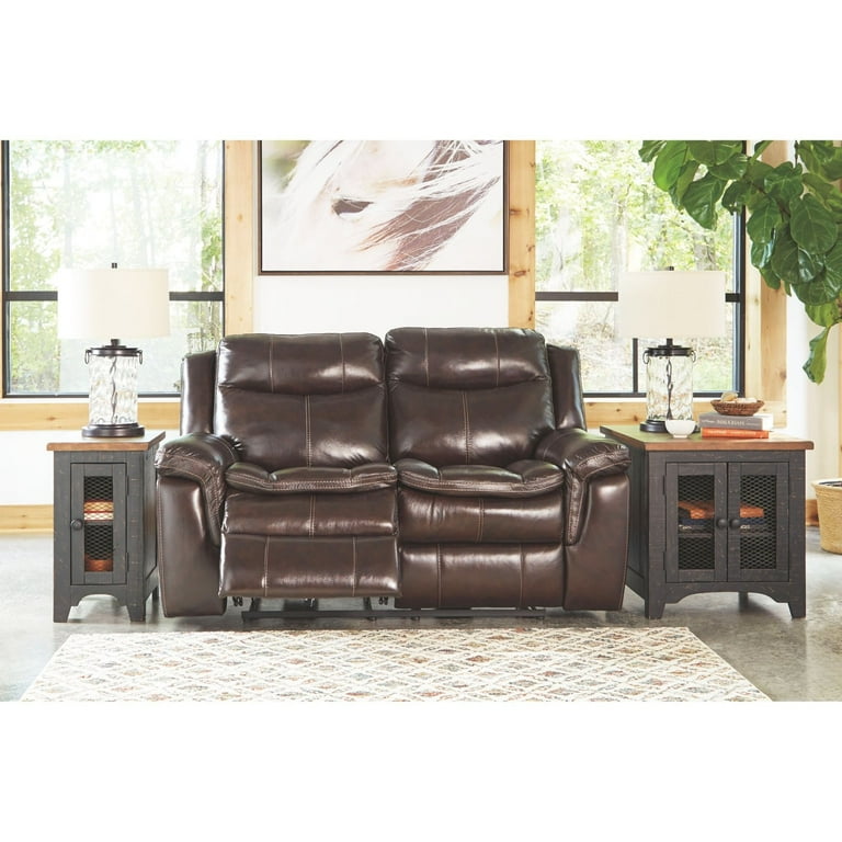 Ashley Furniture Lockesburg Leather Power Reclining Loveseat in