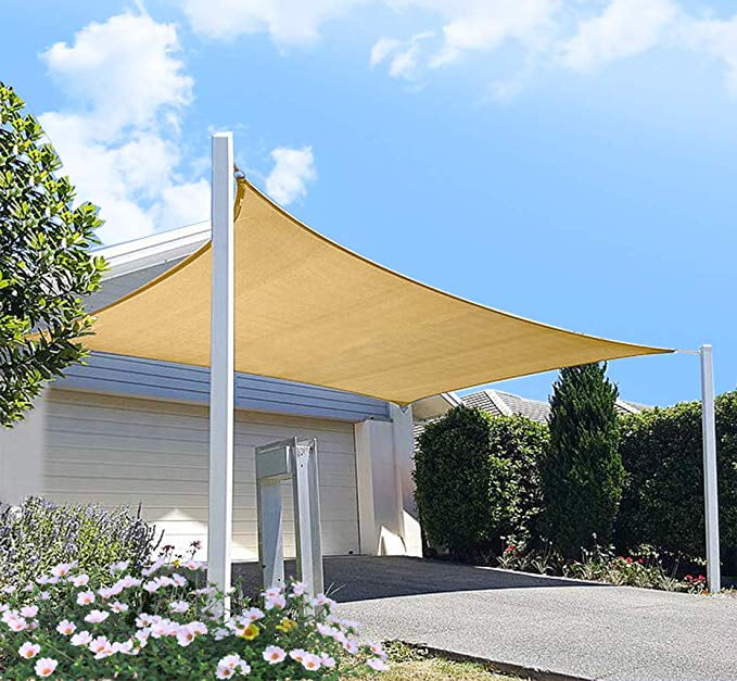 UV Block UV Resistant Heavy Duty Commercial Grade Outdoor Patio Carport - We Make Custom Size ColourTree 14' x 18' Beige Rectangle Sun Shade Sail Canopy Awning Fabric Cloth Screen