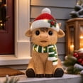 thumbnail image 2 of Clearance! Christmas Decorations, Light Up Highland Cow Resin Figurine With Knit Santa Hat & Striped Scarf, Festive Statue for Tabletop Mantel Covered Porch Yard Christmas Gift,7.87", 2 of 5
