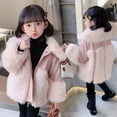 thumbnail image 4 of Little Girls Fur Jackets Winter Blue Pink Faux Leather with Fur Luxury Clothes Toddler Elegant Baby Warm Outerwear 2 3 4 5 7 9T, 4 of 6