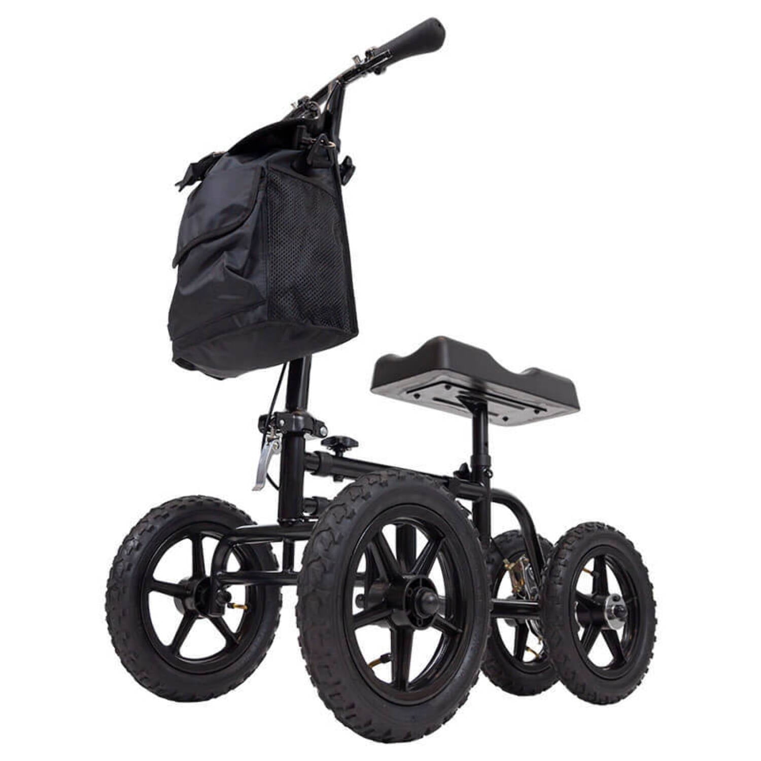 Vive Mobility All-Terrain Knee Scooter Walker for Adults – Steerable Crutch Alternative with Wheels for Foot, Ankle & Leg Injuries, Surgery Recovery, Basket Included, Black