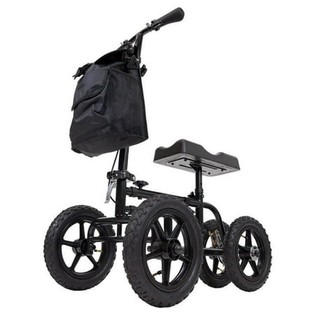 Vive Mobility All-Terrain Knee Scooter Walker for Adults – Steerable Crutch Alternative with Wheels for Foot, Ankle & Leg Injuries, Surgery Recovery, Basket Included, Black