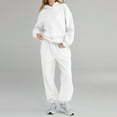 thumbnail image 5 of Nokdvo Set for Women 2 Piece Outfit Plus Size Long Sleeve Casual Hoodie Sweatsuit Ribbed Pants Tracksuits with Pockets,White M, 5 of 5