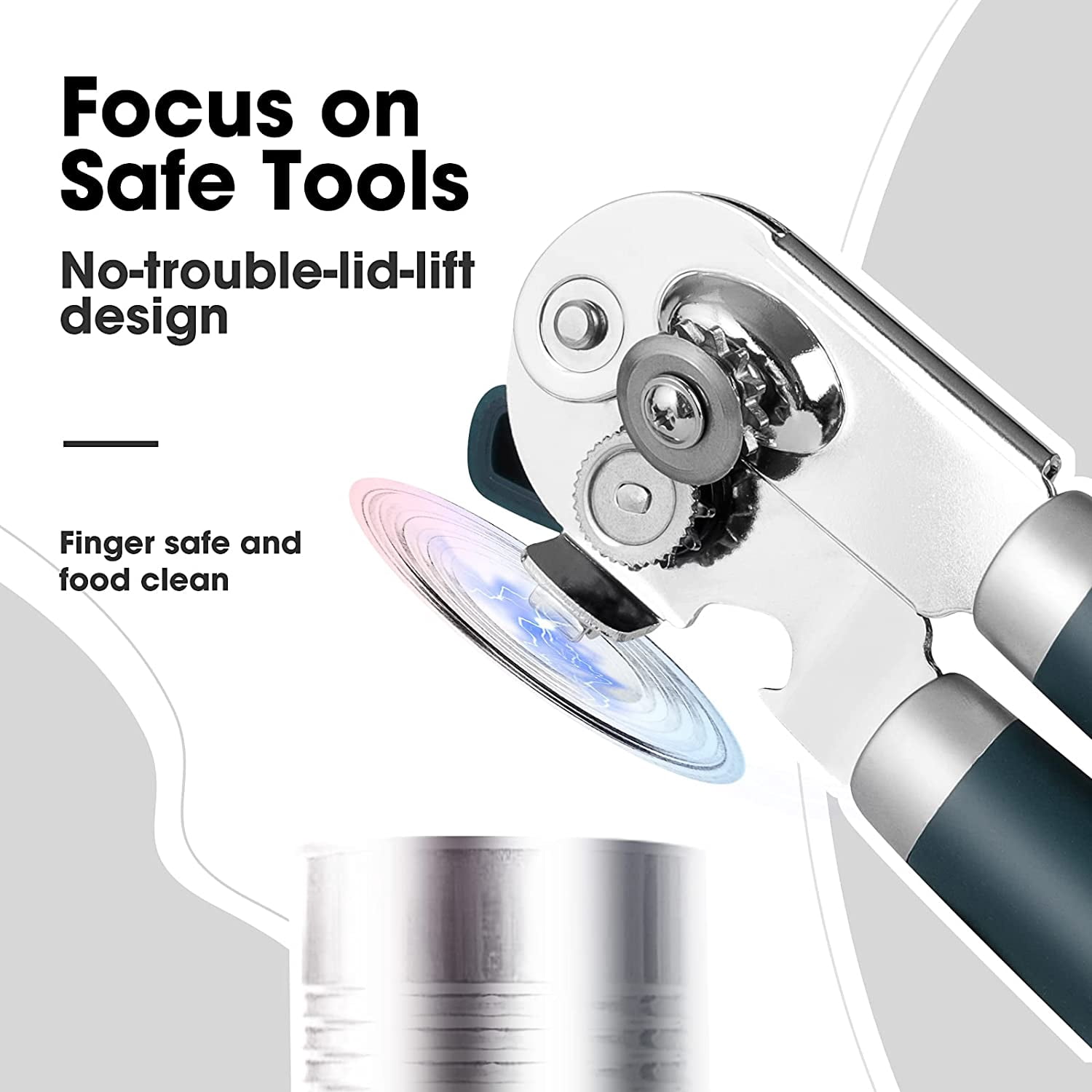 Heavy Duty Hand Can Opener Manual with Magnet, Durable Sharp Carbon Steel Blade Smooth Cutting, Big Effort-Saving Knob & Soft Grip Handle, Multifunctional Kitchen Tool with Bottle Opener, Green