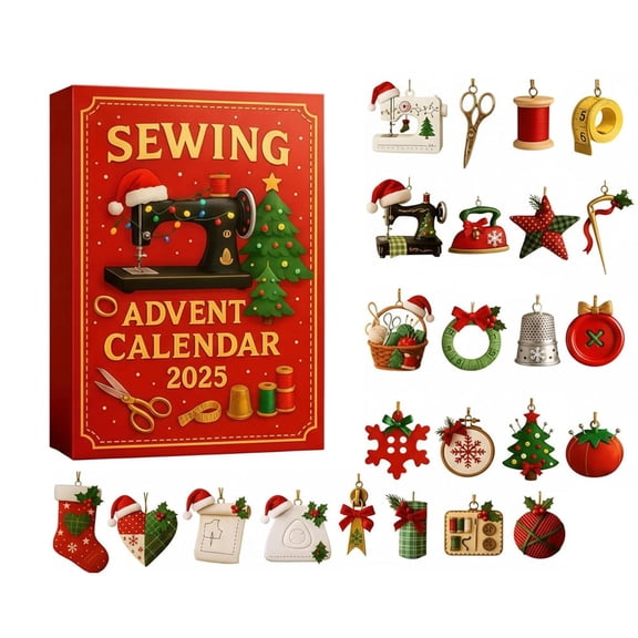 2025 Sewing Advent Calendar A 24-day Christmas Countdown For Sewing Enthusiasts Handcrafted Sewing Gift Box Containing Sewing Tools, Buttons, Thread, And Embellishments