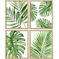 thumbnail image 3 of PixonSign Set of 4 Framed Wall Art, Tropical Green Island Palm Leaf Poster, Nature Wilderness Wall Decor Prints, Botanical Floral Wall Décor, Modern Landscape Artwork for Farmhouse - 11"x14" Natural, 3 of 5