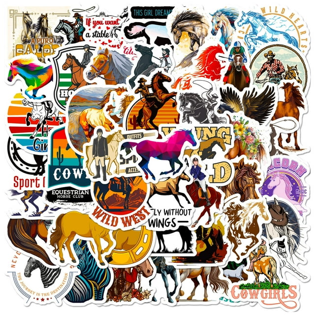 Calcomanía de vinilo Western Horse Cowboy Equestrian x50