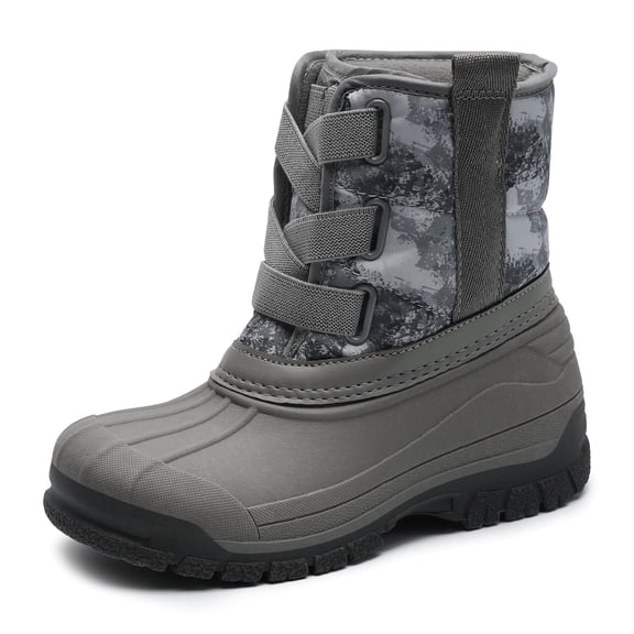 FUPPIA Girls Winter Snow Boots Waterproof Warm Anti-Slip Kids Boots Grey 1 Big Kid