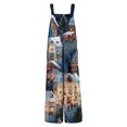 thumbnail image 3 of Women's Christmas Printed Jumpsuit - Loose Casual Versatile Romper, Dark Blue Size XL, 3 of 6