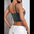 thumbnail image 4 of Tops Cortos Sin Mangas para Mujer con Cuello Cuadrado Acanalado Negro L, 4 of 7