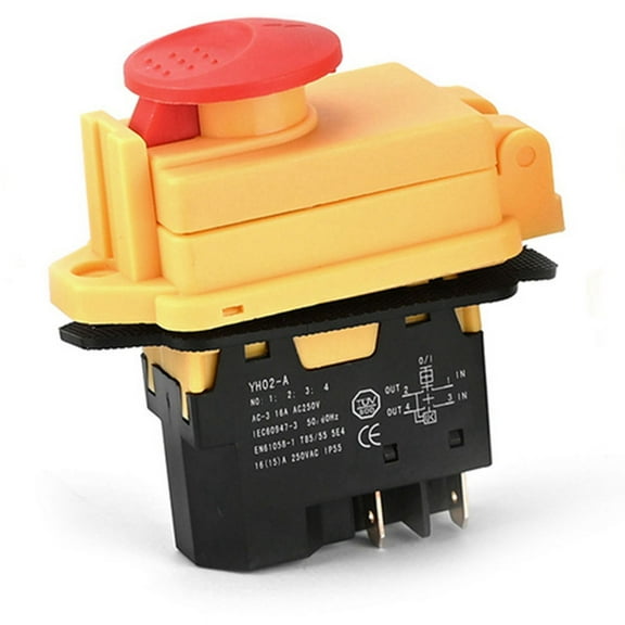 YH02-A Electromagnetic Switch 250V 16A 4PIN Start Push Button for Machine Tool Equipment Waterproof