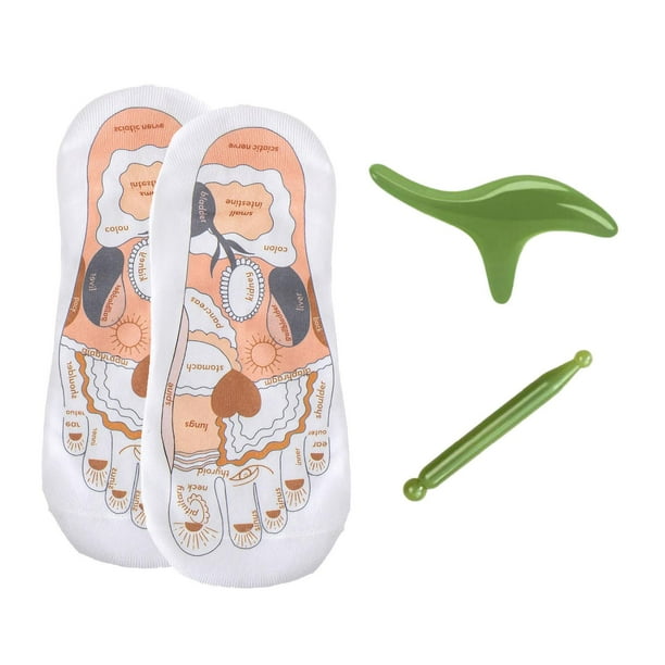 Calcetines de masaje con área de reflexión Calcetines de reflexología cómodos Esquema de puntos de acupuntura Verde