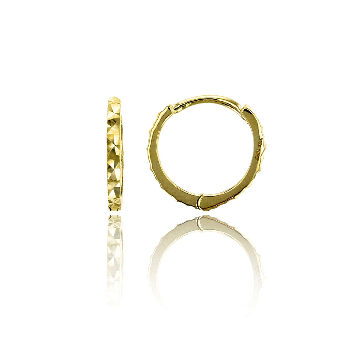 Decadence 14K Yellow Solid Gold Diamond Cut Huggie Earring Various