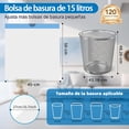 thumbnail image 2 of 120 Piezas Bolsas De Basura Con Cordón Engrosadas, Forro De Basura Resistente a Fugas, 45 x 50cm, 15 Litros, Blancas Impermeables Adecuadas Para Cocina, Dormitorio, Baño y Oficina, 2 of 6