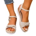 thumbnail image 2 of Eltusu Women Espadrilles Wedge Sandals, Open Toe Beach Adjustable No Slip Platform Shoes 38 Size 6.5, 2 of 8