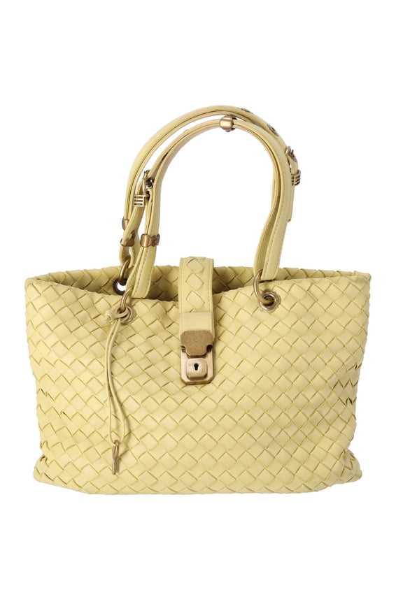 Pre-Owned BOTTEGA VENETA Capri Tote Bag 162112 Light Yellow Leather