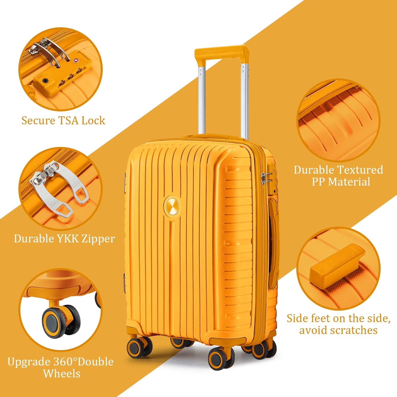 Joyway 5 Piece Luggage Sets Hardshell Lightweight Suitcase with TSA Lock Spinner Wheels