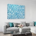 thumbnail image 2 of Blue Swirling Lines Canvas Print Wall Art, Curves Waves Modern Abstract Wall Decor Modern Artwork Paintings Pictures for Living Room Framed and Stretched Ready to Hang 20" x 24", 2 of 9