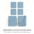 thumbnail image 3 of Mellanni Iconic 6 Piece Bed Sheet Set Microfiber, Deep Pocket, California King, Light Blue, 3 of 6