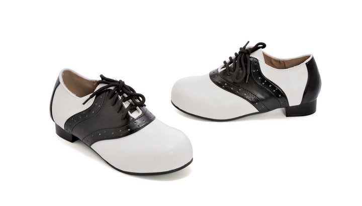 pink and white saddle shoes