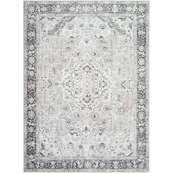 My Texas House Washable Laine Beige 5'3" x 7' Washable Area Rug
